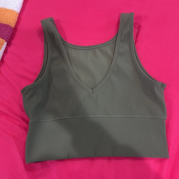 Green Ribbed Tank Top - Picture 2 of 2